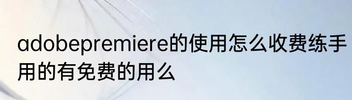 adobepremiere的使用怎么收费练手用的有免费的用么