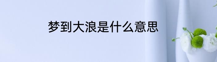 梦到大浪是什么意思