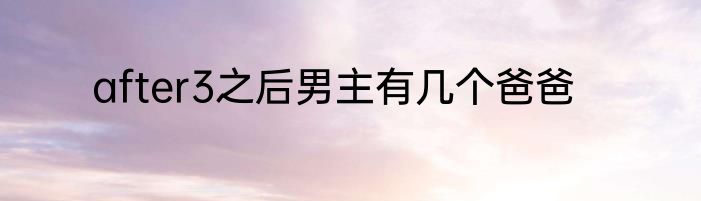 after3之后男主有几个爸爸