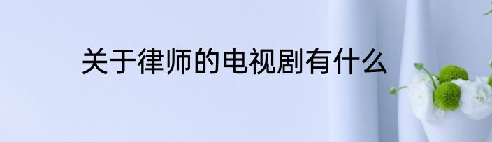 关于律师的电视剧有什么