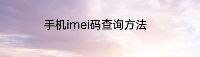 手机imei码查询方法