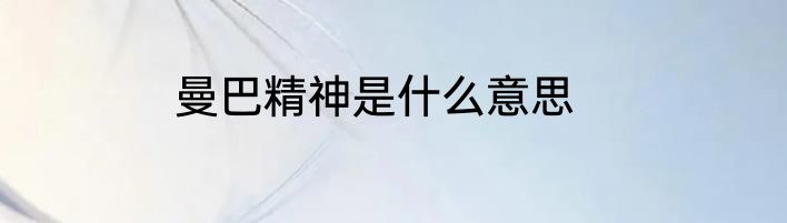 曼巴精神是什么意思