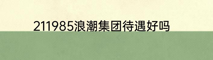 211985浪潮集团待遇好吗