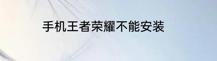 手机王者荣耀不能安装