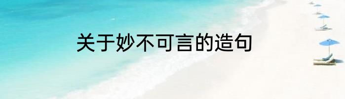 关于妙不可言的造句
