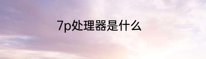 7p处理器是什么