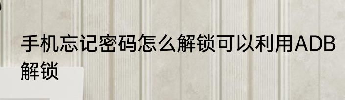 手机忘记密码怎么解锁可以利用ADB解锁
