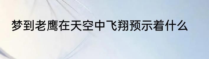 梦到老鹰在天空中飞翔预示着什么
