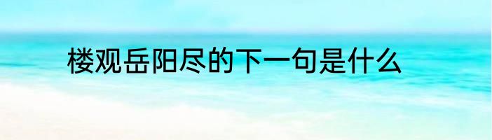 楼观岳阳尽的下一句是什么