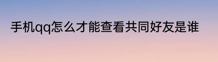 手机qq怎么才能查看共同好友是谁