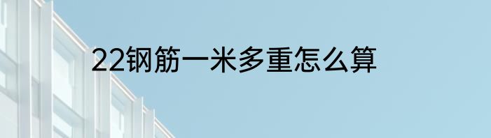 22钢筋一米多重怎么算