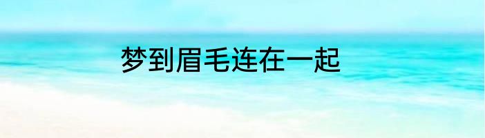 梦到眉毛连在一起