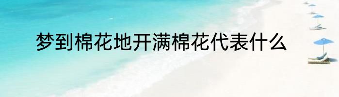 梦到棉花地开满棉花代表什么