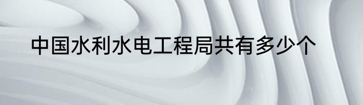 中国水利水电工程局共有多少个