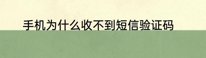 手机为什么收不到短信验证码