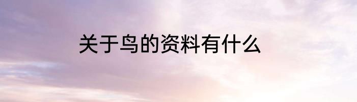 关于鸟的资料有什么