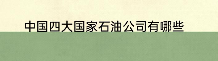中国四大国家石油公司有哪些