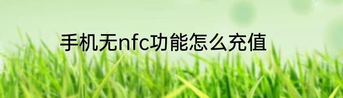手机无nfc功能怎么充值