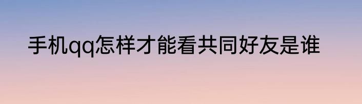 手机qq怎样才能看共同好友是谁