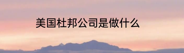美国杜邦公司是做什么