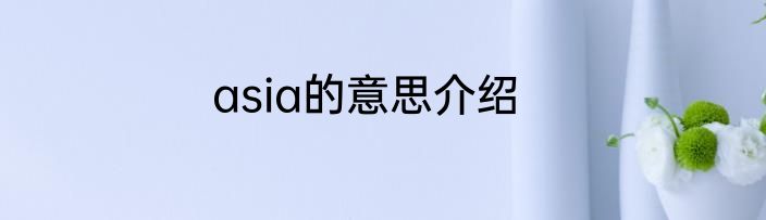 asia的意思介绍