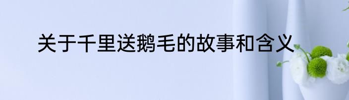 关于千里送鹅毛的故事和含义