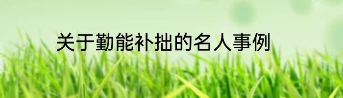 关于勤能补拙的名人事例