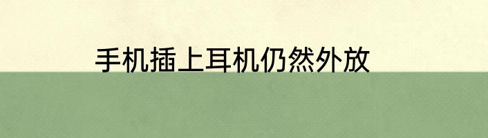 手机插上耳机仍然外放