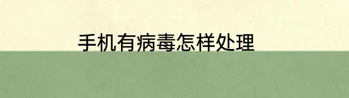 手机有病毒怎样处理