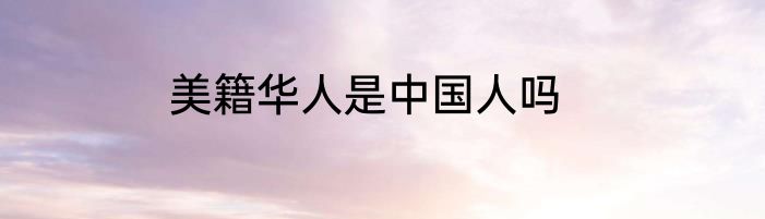 美籍华人是中国人吗