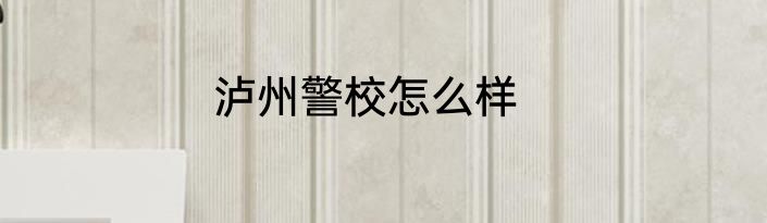 泸州警校怎么样