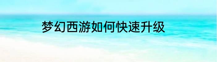 梦幻西游如何快速升级