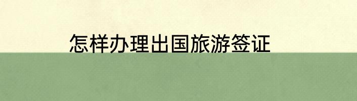 怎样办理出国旅游签证