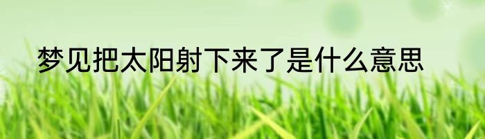 梦见把太阳射下来了是什么意思