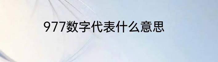 977数字代表什么意思