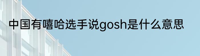 中国有嘻哈选手说gosh是什么意思