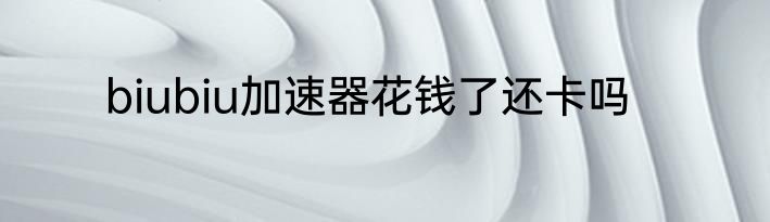 biubiu加速器花钱了还卡吗