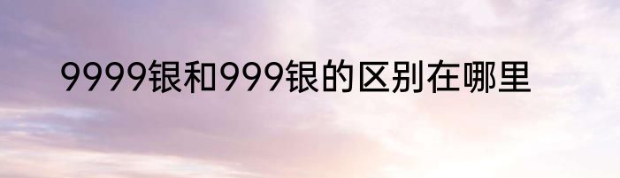 9999银和999银的区别在哪里