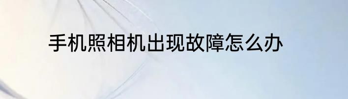 手机照相机出现故障怎么办