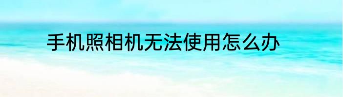 手机照相机无法使用怎么办