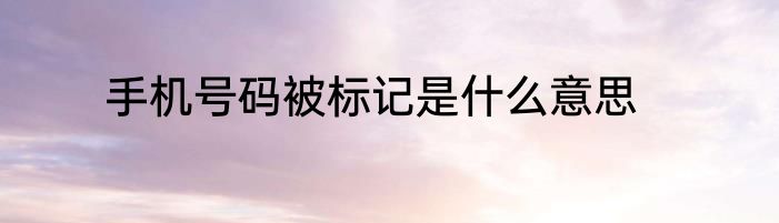 手机号码被标记是什么意思