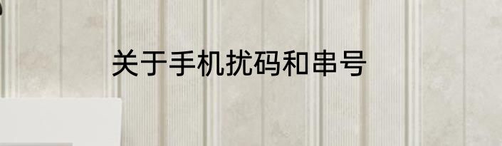 关于手机扰码和串号