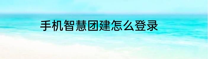 手机智慧团建怎么登录