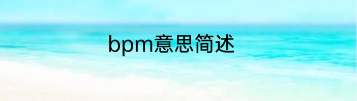bpm意思简述