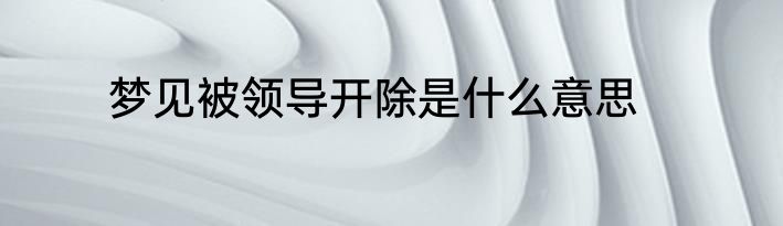 梦见被领导开除是什么意思