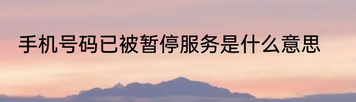 手机号码已被暂停服务是什么意思