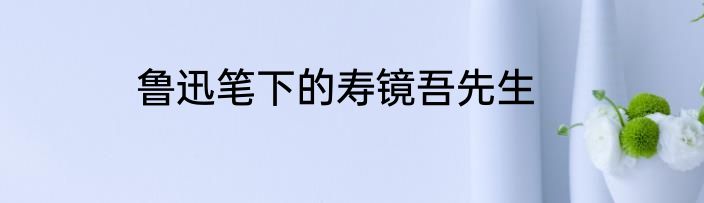 鲁迅笔下的寿镜吾先生