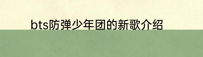 bts防弹少年团的新歌介绍