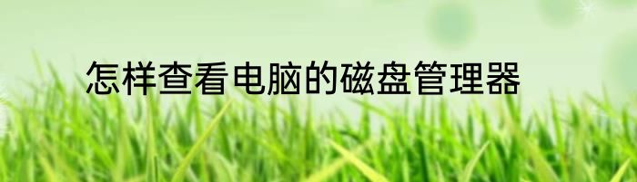 怎样查看电脑的磁盘管理器