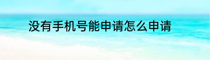 没有手机号能申请怎么申请